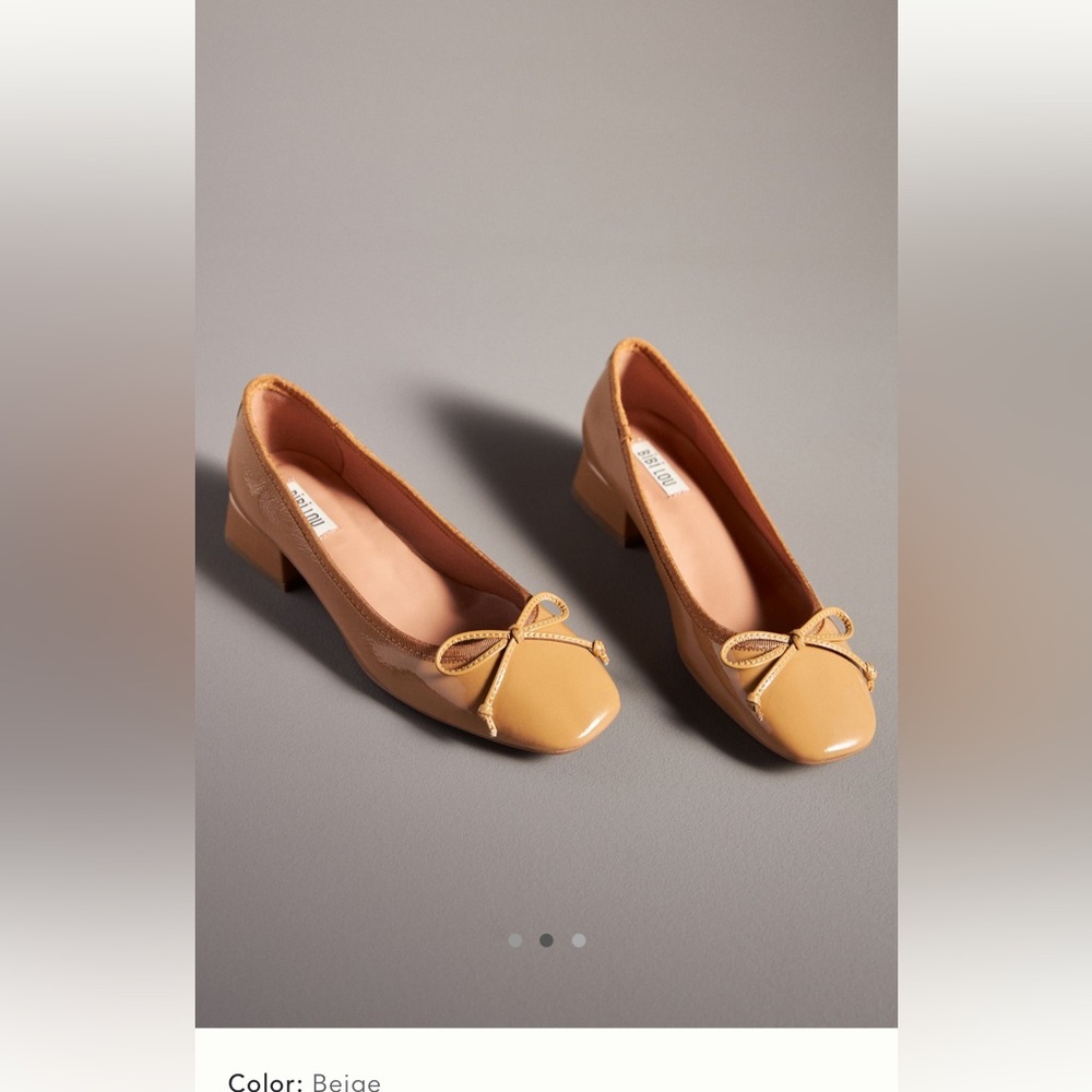 New in Box BiBi Lou Suzy Heeled Ballet Pumps in Camel size 40